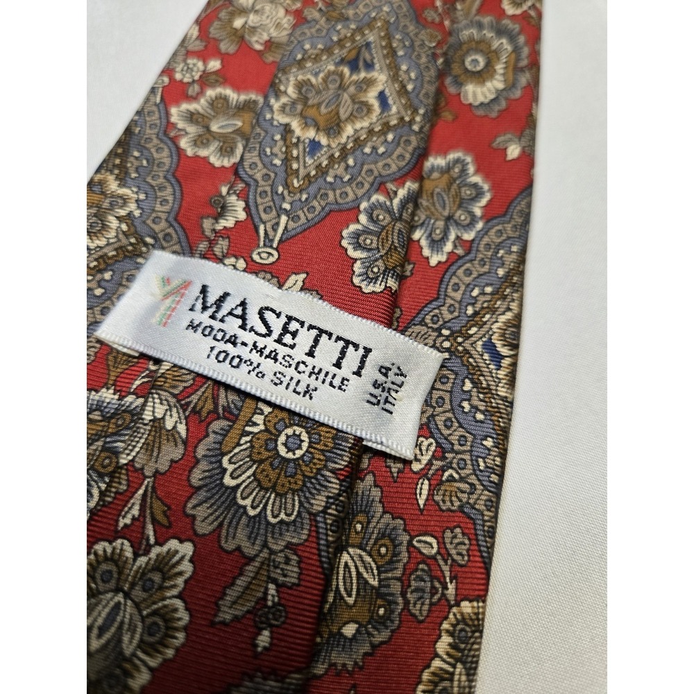 Masetti Moda‎ Mashile 100% Silk Mens Neck Tie Red Paisley Royal Luxe